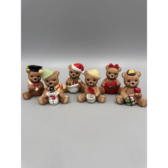 Vintage Homco Bear of the Month #1413 Figurines Lot of 6 READ DETAILS - Picture 1 of 16
